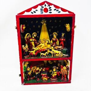 Handmade Peruvian‎ Nativity Scene Diorama Nativity Christmas Decor
